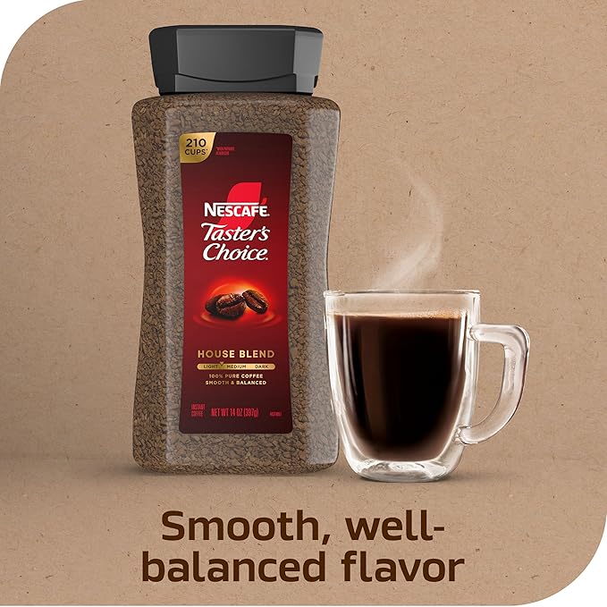 NESCAFÉ Taster's Choice Instant Coffee Light Medium Roast Coffee House Blend 2 Jars (14 Oz Each)