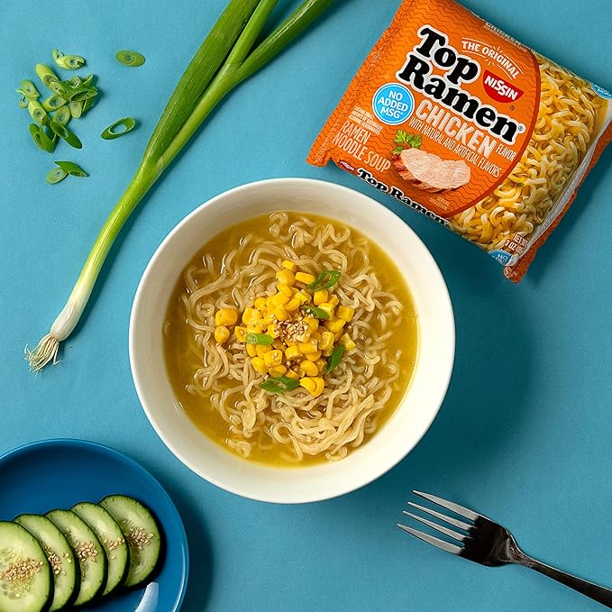 Nissin Top Ramen Bowl Ramen Noodle Soup Chicken 3.42 Ounce (Pack of 6)
