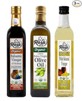 De La Rosa Extra Virgin Olive Oil Balsamic &amp White Balsamic Vinegar 100% Pure Raw &amp Unfiltered Vegan Kosher &amp Gluten Free Great for Salad Dressings Marinades &amp More 16.9 Oz (Pac