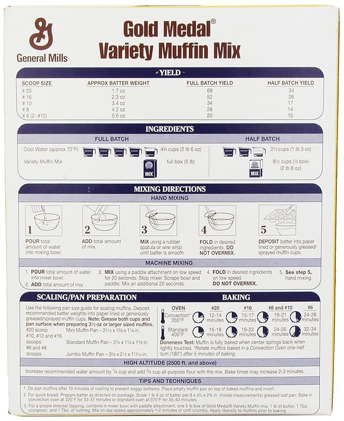 GeneralMills LR/D GOLD MEDAL VARIETY MUFFIN MIX 6 CASE 5 POUND 5-pounds