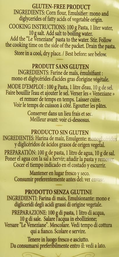 Le Veneziane - Italian Fusilli (Eliche) Pasta [Gluten-Free] (4)- 8.8 oz. Pkgs