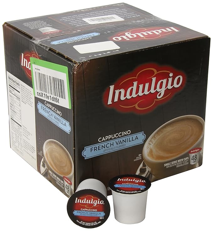 Indulgio French Vanilla Cappuccino Single Serve for Keurig K-Cup Brewers 48 Count