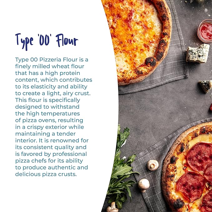 Antimo Caputo Pizzeria Flour Blue 11 Pound (5Kg) Bag - Italian 00 Flour - Soft Wheat for Pizza Dough - Makes that Perfectly Elastic Chewy Crispy Bubble Neapolitan Pizza