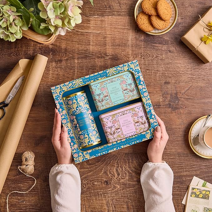 New English Teas Traditional Tea &amp Cookies Gift Set with 80 English Breakfast Teabags &amp Cornish Cookies