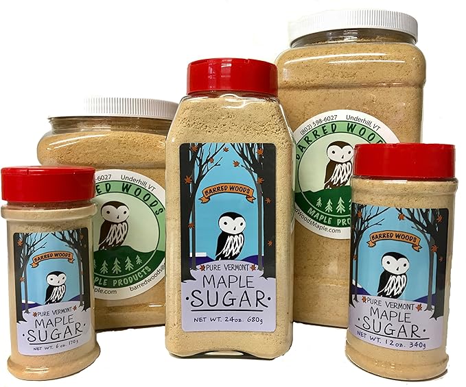 Barred Woods Maple Pure Organic Vermont Maple Sugar - 3 Pound Jar - Maple Sugar Granulated