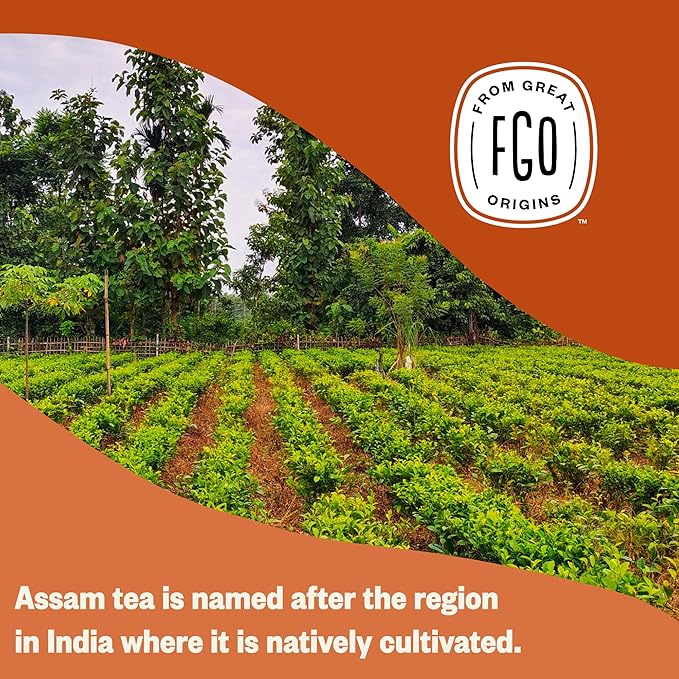 FGO Organic Assam Tea 100 Count Eco-Conscious Black Tea Bags Resealable Bag Packaging May Vary (Pack of 1)