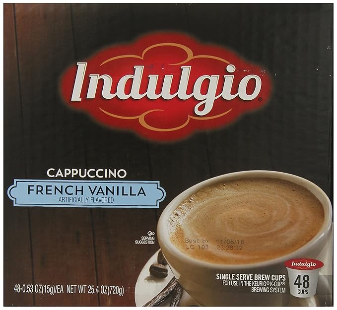 Indulgio French Vanilla Cappuccino Single Serve for Keurig K-Cup Brewers 48 Count