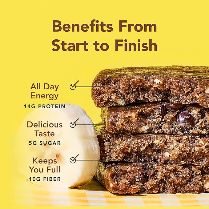 ALOHA Organic Plant Based Protein Bars - Banana Bread Chocolate Chip - 12 Count 1.9oz Bars - Vegan Snacks Low Sugar Gluten-Free Low Carb Paleo Non-GMO Stevia-Free No Sugar Alcohols
