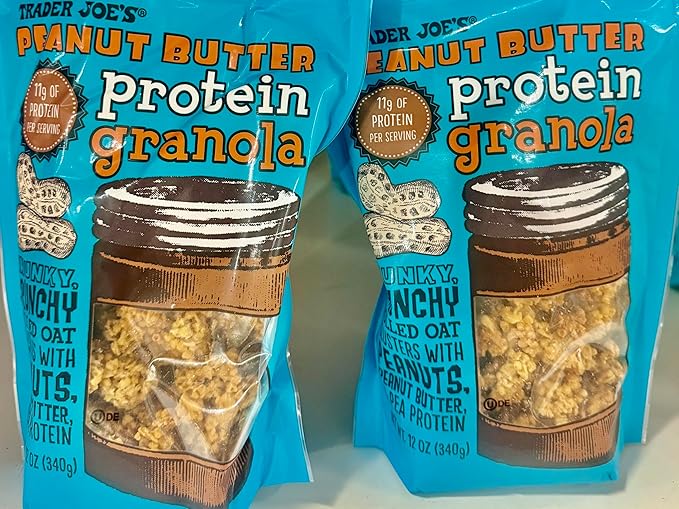 Trader Joe's Peanut Butter Protein Granola Chunky Rolled Oat Clusters with 11g Protein Per Serving 12 oz (340g)