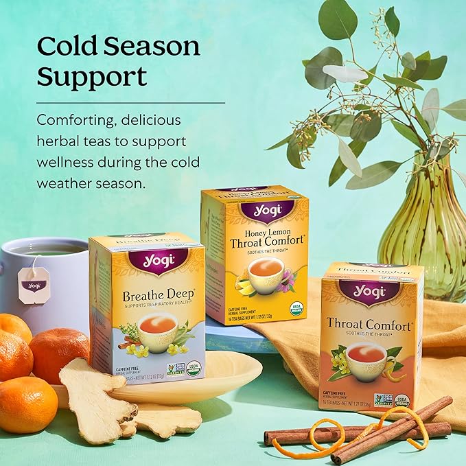 Yogi Tea - Honey Lemon Throat Comfort (6 Pack) - Soothes the Throat - 96 Tea Bags