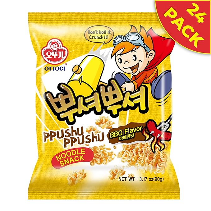 OTTOGI PPUSHU PPUSHU Crush to Eat Noodle Snack - BBQ Flavor(90g) - 24 Pack