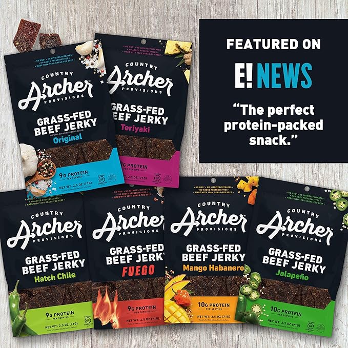 Country Archer Hatch Chili Beef Jerky 100% Grass-Fed Gluten Free 7 Ounce