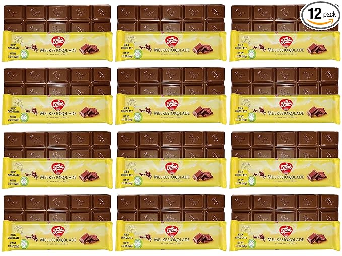 Freia Norwegian Milk Chocolate Bars 12-Pack 60g Individually Wrapped Rich Decadent Smooth Melt-in-Your-Mouth