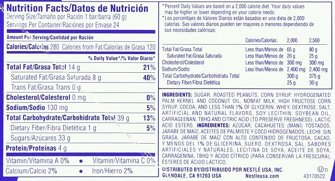 Baby Ruth Chocolate Bar 2.1 Ounce Bars (Pack of 24)