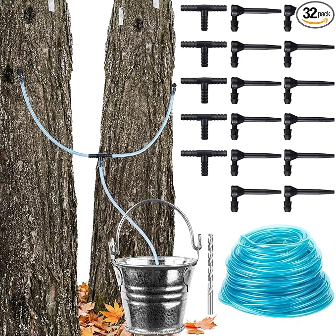 Joyfolk Maple Syrup Tapping Kit Include 118 ft Tree Tapping Tubing Line 20 Syrup Taps 10 T-type Water Pipe Connecting Pipe and 1 Maple Tap Drill Bit for Experts