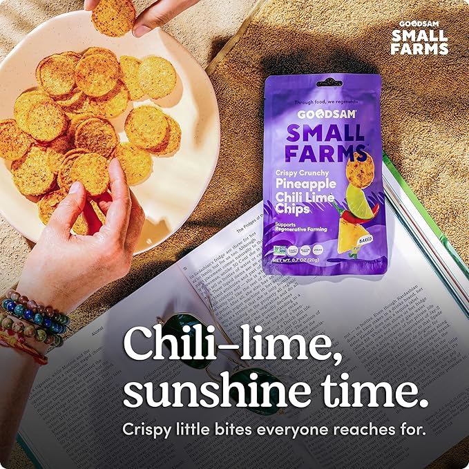 GoodSAM Small Farms Baked Pineapple Chili Lime Chips Pack of 8 Simple Ingredient Fruit Chips