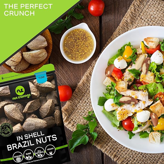 NUT CRAVINGS - Raw Brazil Nuts In Shell - Whole (32oz - 2 LB) Bulk Nuts Packed Fresh in Resealable Bag - Healthy Protein Food Snack Food Assortments