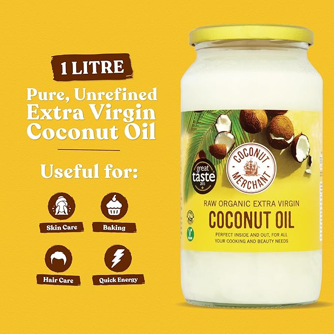 Coconut Merchant Organic Coconut Oil 35 Ounce | Extra Virgin Raw Cold Pressed Unrefined | Ethically Sourced Vegan Ketogenic and 100% Natural | For Hair Skin &amp Cooking (35 Oz / 1L)