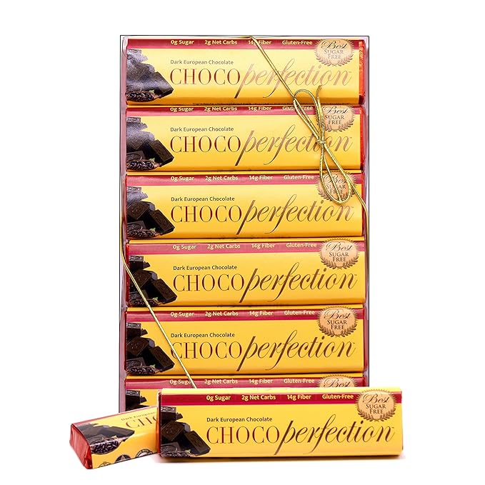 ChocoPerfection 1.8 oz. Sugar Free Dark Chocolate Bars - No Maltitol - Box of 12 Bars
