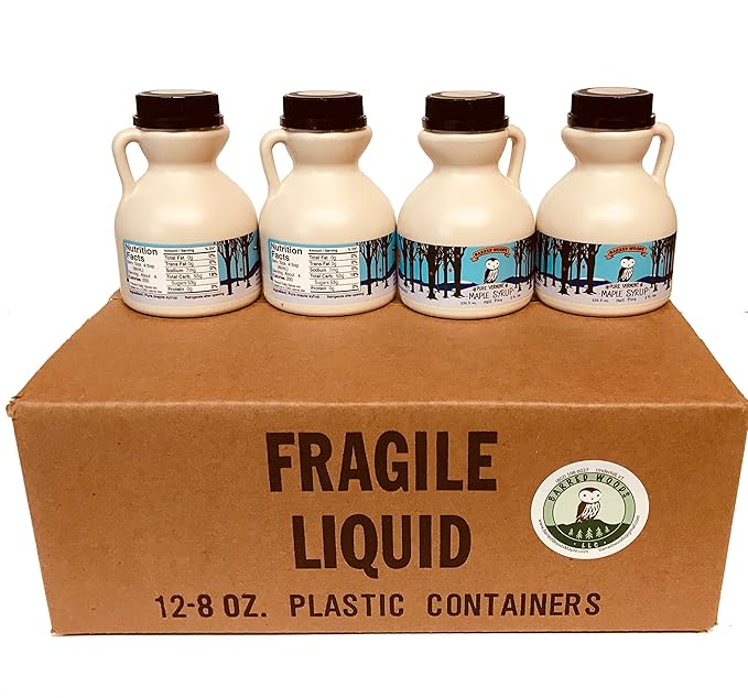 Wedding Favors Party Favors Holiday Gifts. Case of 12 Half-Pint Jugs of Pure Vermont Maple Syrup