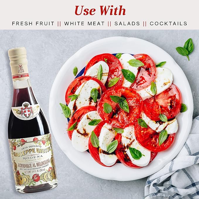 Giuseppe Giusti Pomegranate Sweet and Sour Condiment – Made With Balsamic Vinegar of Modena Elevate Salads Pasta Desserts and Craft Cocktails – 8.45 fl oz (250 ml) - Pack of 1