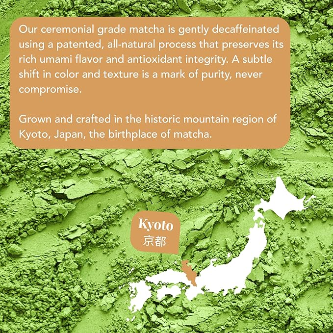 Caff Off Decaf Chai Matcha Green Tea Powder From Japan – 1.06 oz / 30 g – With Real Ground Chai Adaptogen - Ceremonial Grade &amp Sugar-Free – No Fillers or Milk Powders – Naturally Decaffeinated Wit