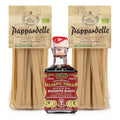 Morelli Italian Pasta and Balsamic Vinegar Set - Includes 2 Packs of Morelli Pappardelle Organic Pasta and Giusti 3 Gold Medals Balsamic Vinegar of Modena