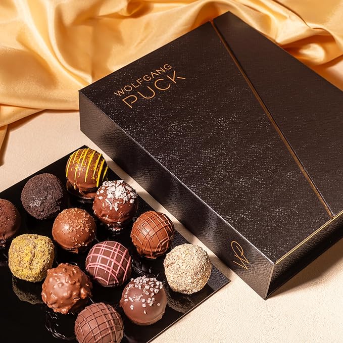 Truffles.com X Wolfgang Puck Limited-Edition Assorted Chocolate Truffles Premium 12-Piece Gift Box Gourmet Milk Chocolate Premium Truffles - Best Gift for Valentine’s and Special Occasions