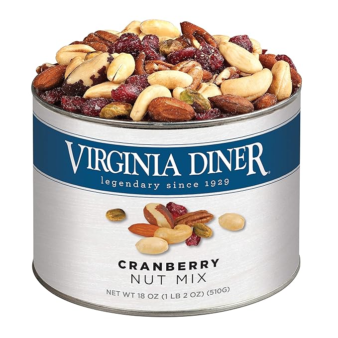 Virginia Diner Natural Cranberry Nut Mix: Roasted Almonds Cashews Pecans Pistachios Dried Cranberries 18 Ounce (Pack of 1)