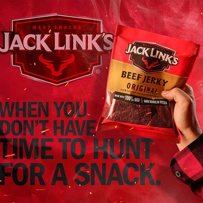 Jack Link's Beef Jerky Original Large Jerky Bags - Flavorful Meat Snacks Ready to Eat Protein Snacks with 10g of Protein per Serving Made with 100% Beef - 9 Oz. (Pack of 2)