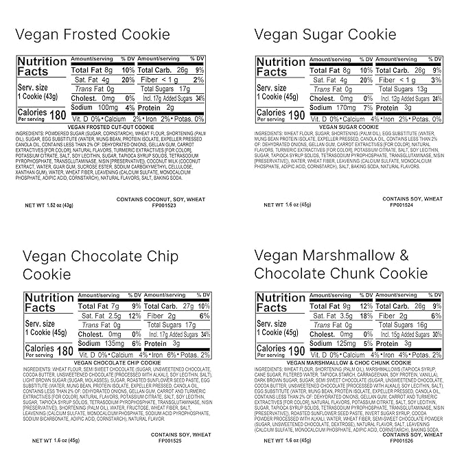Cheryl's Cookies® Vegan Cookies Plant Based with 12 Sugar Chocolate Chip Marshmallow Chocolate &amp Frosted Cookies Kosher Non GMO Individually Wrapped Gift for Loved Ones Friends Family C