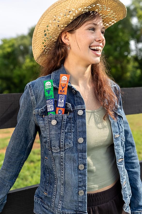 Apex Wild Game Gluten Free Keto Paleo Grass Fed Beef Zero Sugar Jerky Meat Snack Stick 1oz 12-Pack Grass Fed Beef