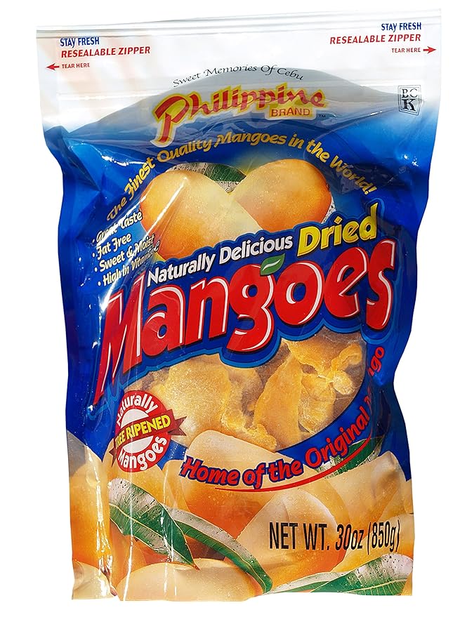 Philippine Brand Naturally Delicious Dried Mangoes Tree Ripened 30 Ounces (Pack of 3)