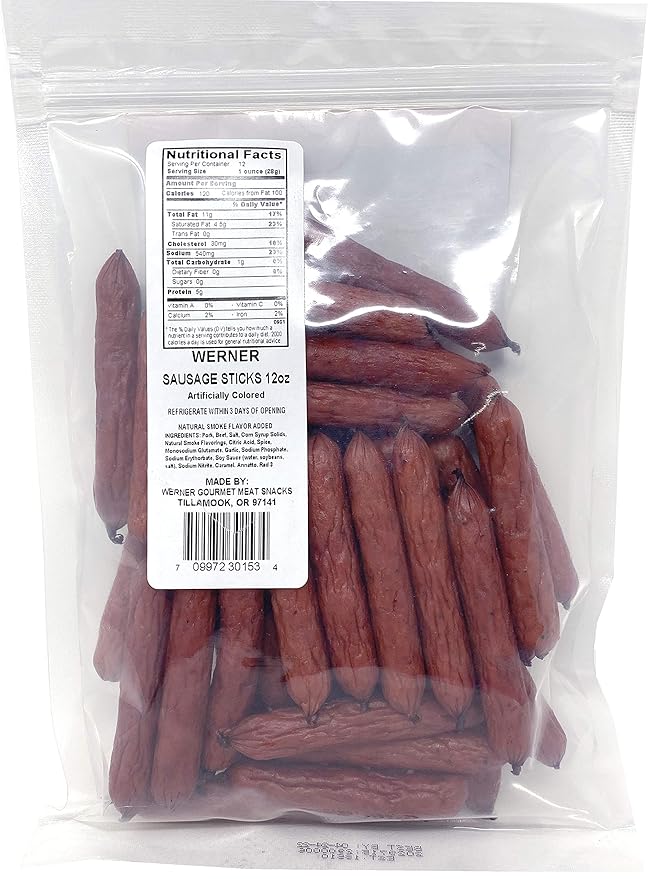 Werner Mini Sausage Sticks Pepperoni Sticks Teriyaki Meat Sticks Variety Pack of 3 – 12 Ounce Resealable Bag