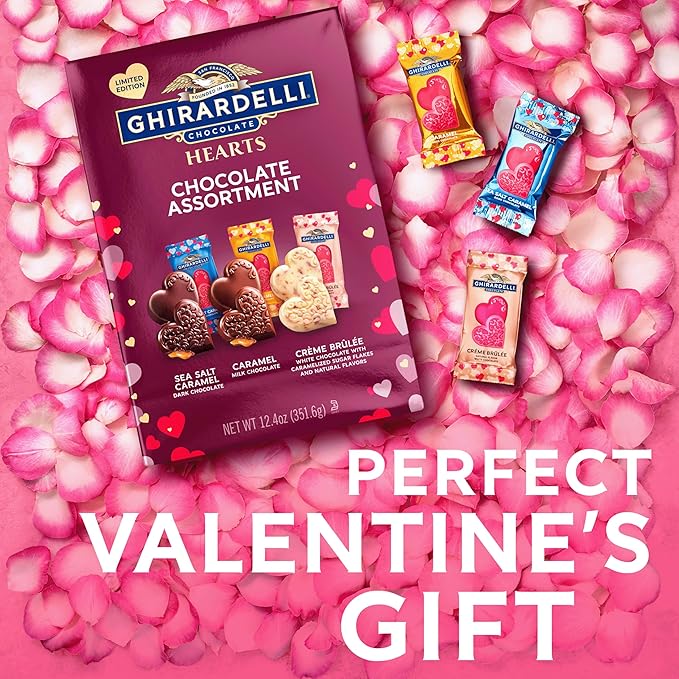 GHIRARDELLI Hearts Chocolate Assortment 15.2 oz Bag Premium Valentine’s Day Candy Individually Wrapped Assorted Chocolate Hearts