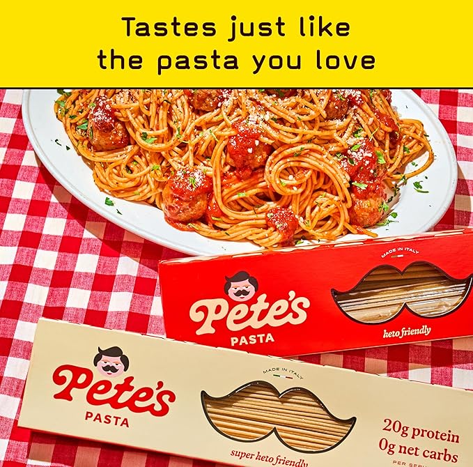 Pete's Pasta Spaghetti Noodles | 20g Protein No Carb + Low Carb Pasta | Keto Carb Free Pasta | Healthy Zero Carb Italian Pasta From Italy | 3-Pack 8oz