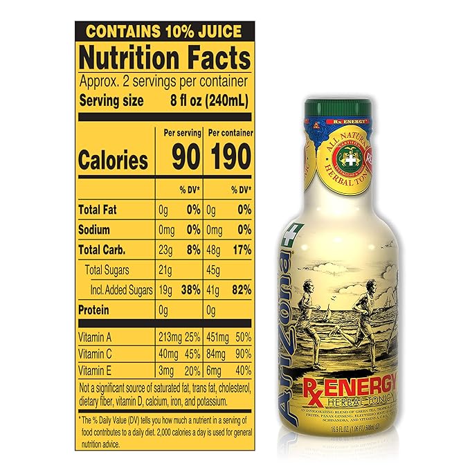 AriZona RX Energy Drink 16.9 Fl Oz (Pack of 20)