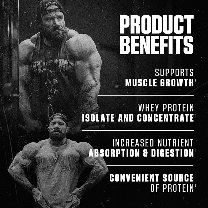 Axe &amp Sledge WHEY More Premium Protein Blend | 24g Protein Whey Concentrate &amp Isolate | Prebiotic Fiber for Enhanced Absorption | Creamy Delicious Versatile | 30 Servings Honey Grizzly Gra