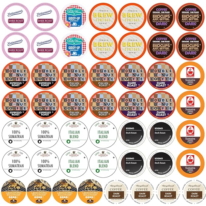 Perfect Samplers Dark Roast and Flavors Single Serve Coffee Pods for Keurig K Cup Machines Bold Lover's Select 50 Count