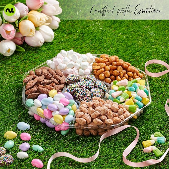 NUT CRAVINGS - Candies &amp Mixed Nuts Gift Basket in Red &amp Gold Box (7 Assortments 1 LB) Food Arrangement Healthy Snack Care Package Food Assortments