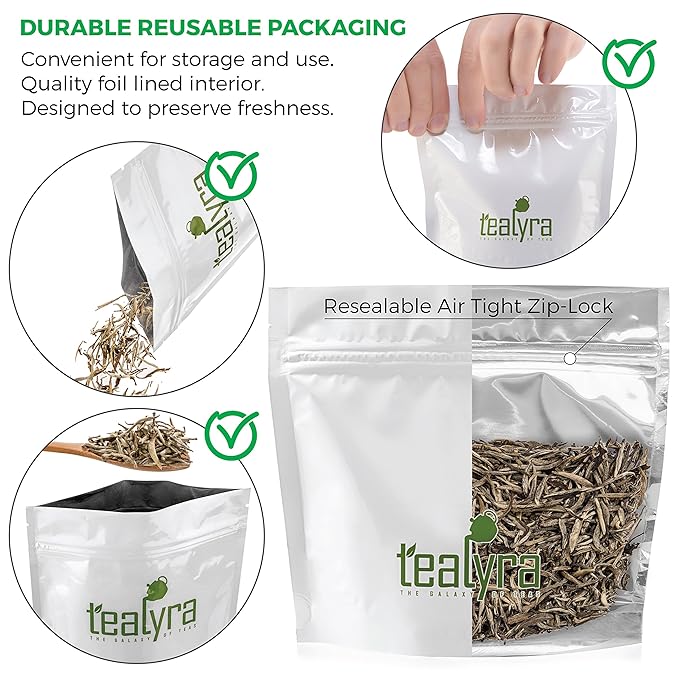 Tealyra - Premium White Silver Needle Tea - Bai Hao Yinzhen - Organically Grown in Fujian China - Superior Chinese Silver Tip White Tea - Loose Leaf Tea - Caffeine Level Low - 55g (2-ounce)
