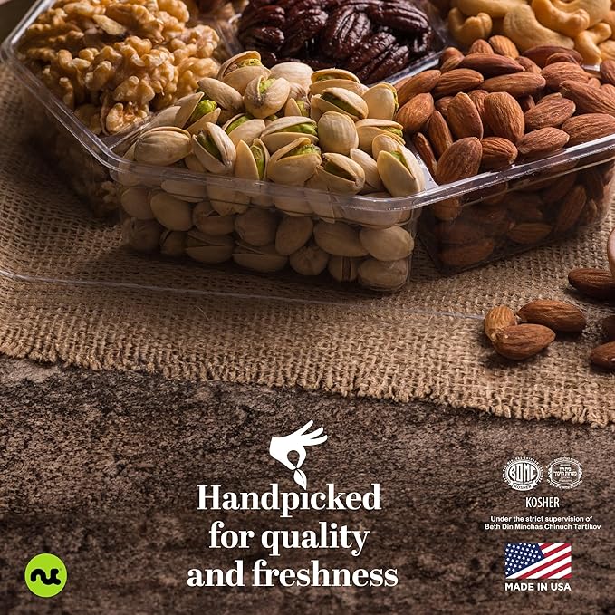 NUT CRAVINGS - Thank You Appreciation Mixed Nuts Gift Basket with Thank You Ribbon + Greeting Card (7 Assortments) Food Platter Healthy Snack Care Package Food Assortments