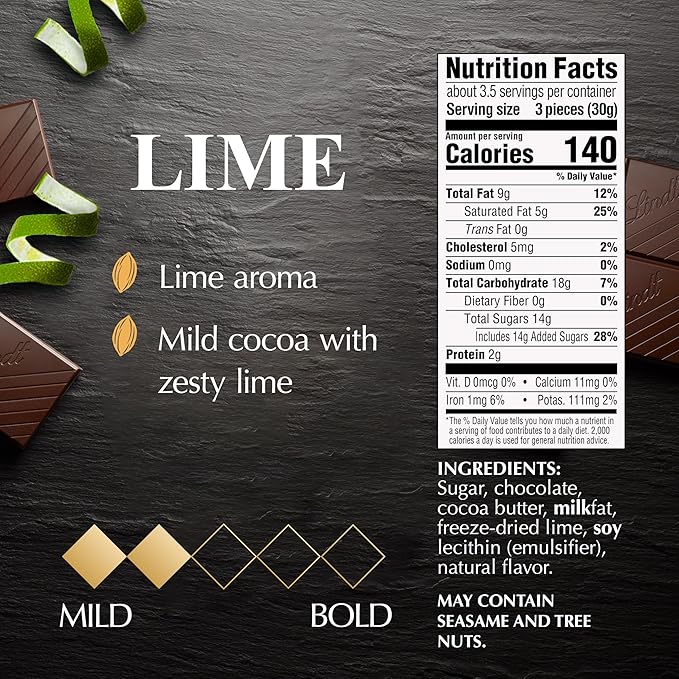Lindt EXCELLENCE Lime Dark Chocolate Candy Bar 12 Pack 3.5 oz. Bar