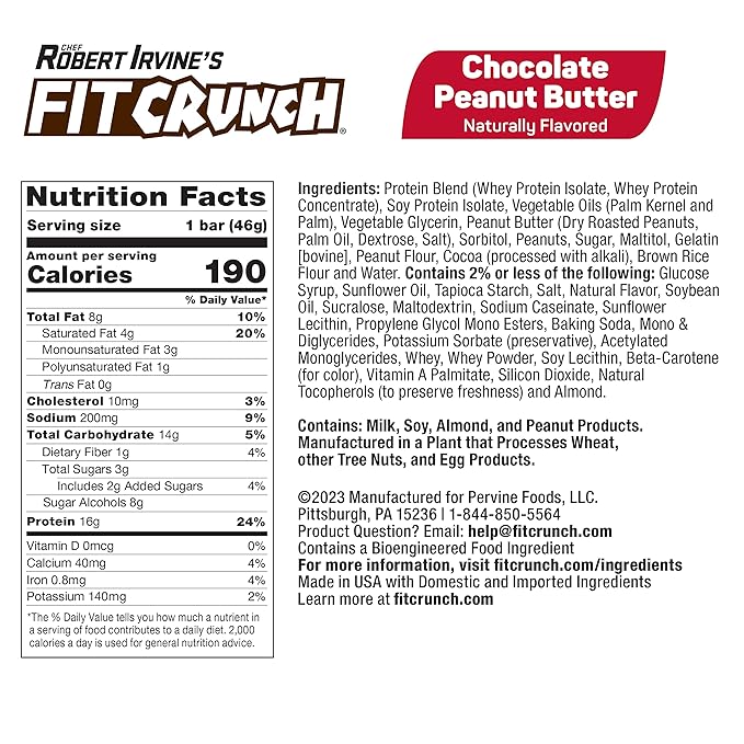 FITCRUNCH Protein Bars Snack Size Variety Pack Gluten Free 18 Pack