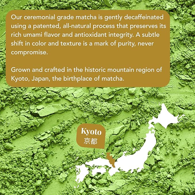 Super-Premium Decaf Matcha Green Tea Powder From Japan – 1.06 oz / 30 g – Highest Ceremonial Grade Matcha On The Market – Naturally Decaffeinated Without Chemicals – Tested for Heavy Metals – First Ha