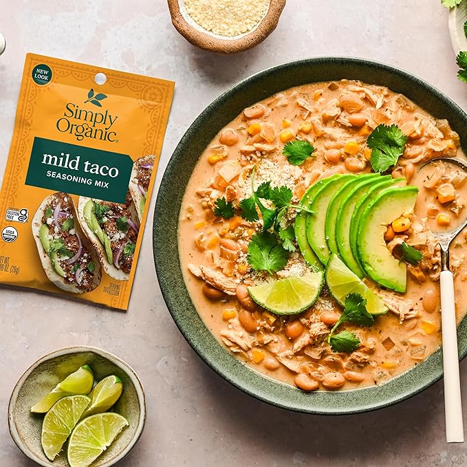 Simply Organic Mild Taco Seasoning Mix Gluten Free Certified Organic Kosher Vegetarian Pure Flavor for Tacos Stir-Fries Mexican Dishes and More | 1 Ounce (Pack of 1)