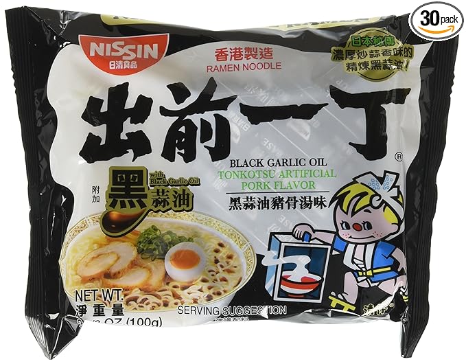 Nissin Demae Black Garlic Oil Instant Ramen Noodles 3.5 Ounce (Pack of 30)
