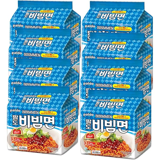 Paldo Korean Bibim-myun Cold Noodle Instant Ramen Sweet Spicy Sauce 4.59oz (Pack of 40)