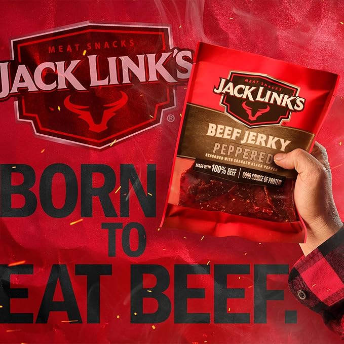 Jack Link's Beef Jerky - Peppered - Made with 100% Real Beef - Ready to Eat Real Meat Protein Snacks - 9g Protein per Serving - 9 oz Bags (2 Pack)