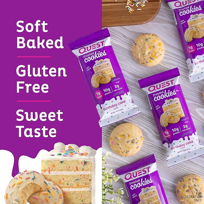 Quest Nutrition Lemon Cake Protein Bars 12 Count &amp Frosted Cookies Birthday Cake Twin Pack High Protein Low Carb Gluten Free